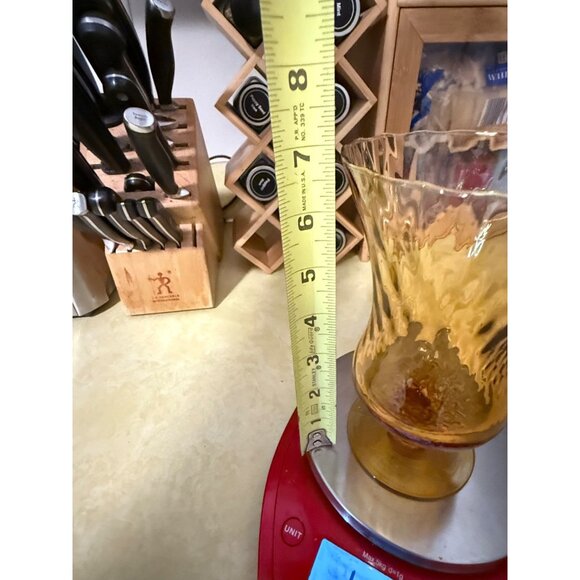 Vintage Empoli Diamond Optic Footed Pedestal Vase Retro Italian Blown Glass - Picture 9 of 10